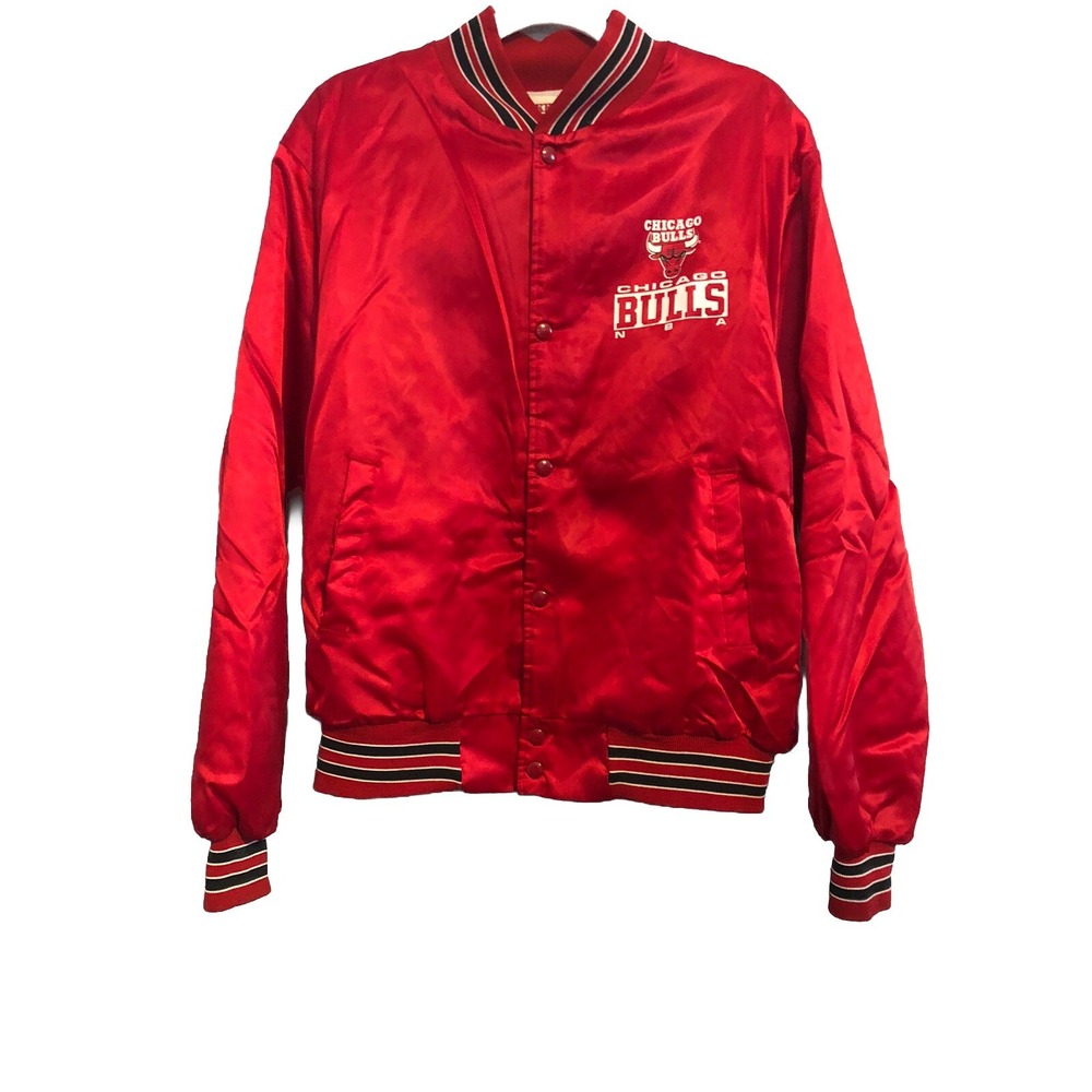 Vintage Chicago Bulls Locker Line Mens Jacket Large‎ Red Button Up Made In USA